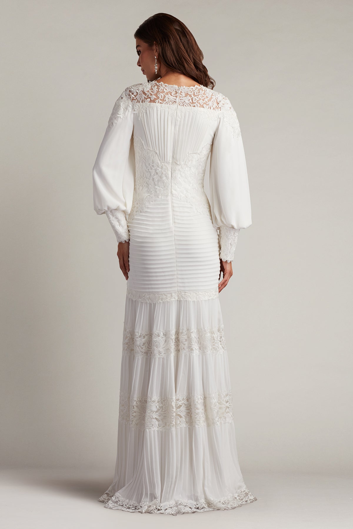 Tadashi Shoji YV23466L Long Pleated Wedding Simple Dress
