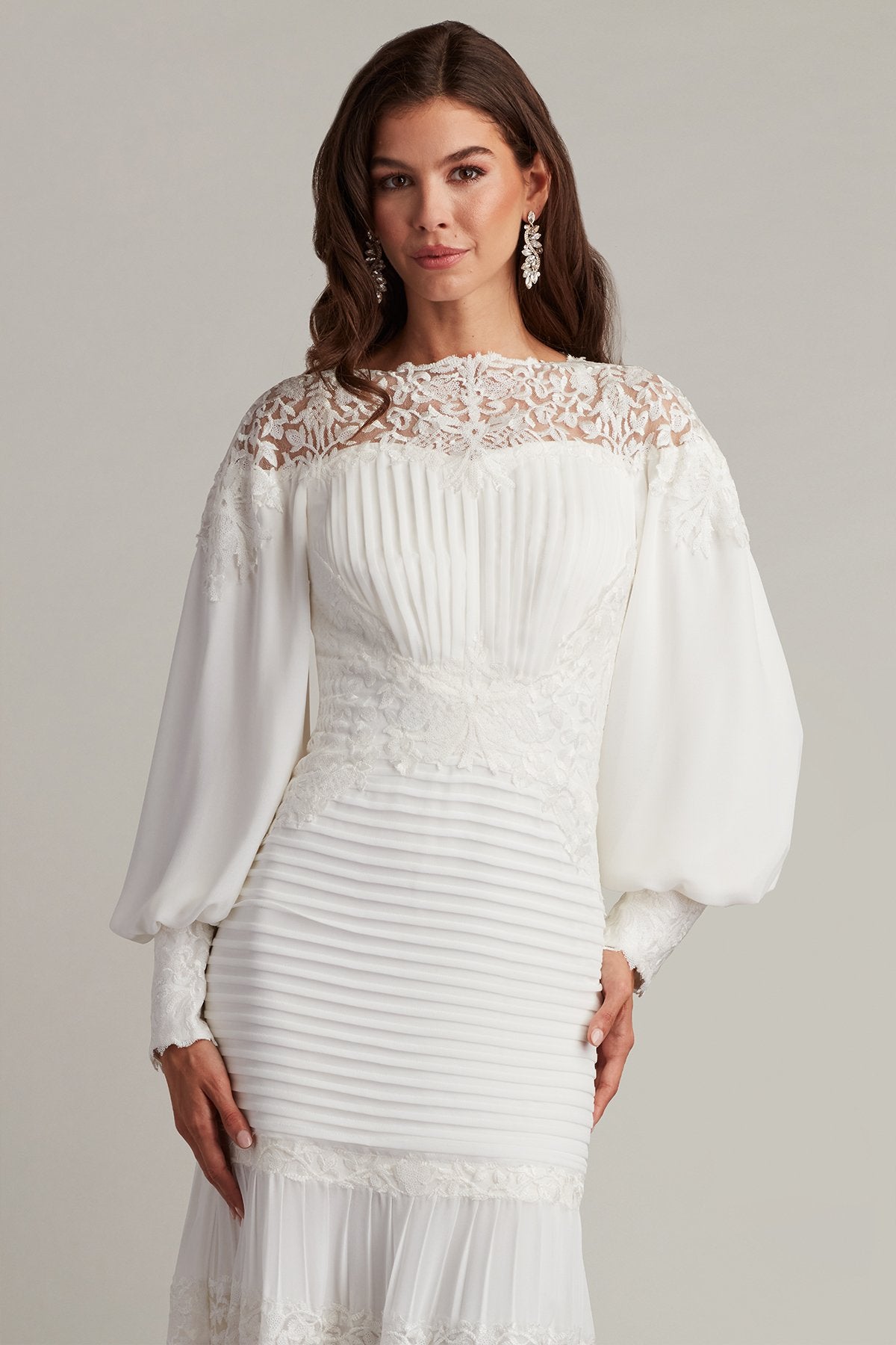 Wedding Dresses Long Pleated Wedding Simple Dress Ivory 