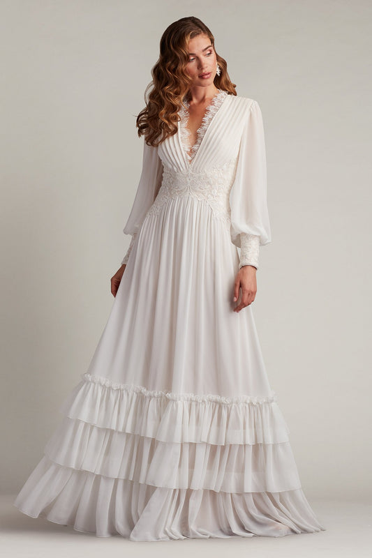 Formal Dresses Formal Long Evening Ruffle Dress Ivory/Petal