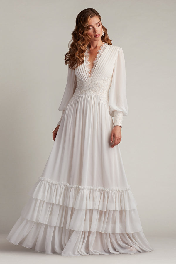 Tadashi Shoji YV25330L Formal Long Evening Ruffle Dress