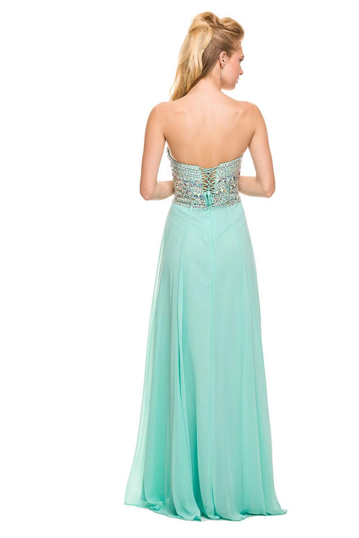 Nox Anabel Halter Illusion Long Gown with Slit in Burgundy 8319 main image 0