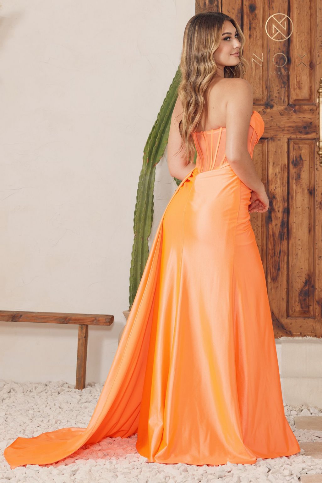Nox Anabel E1237 Long Strapless Satin Prom Dress