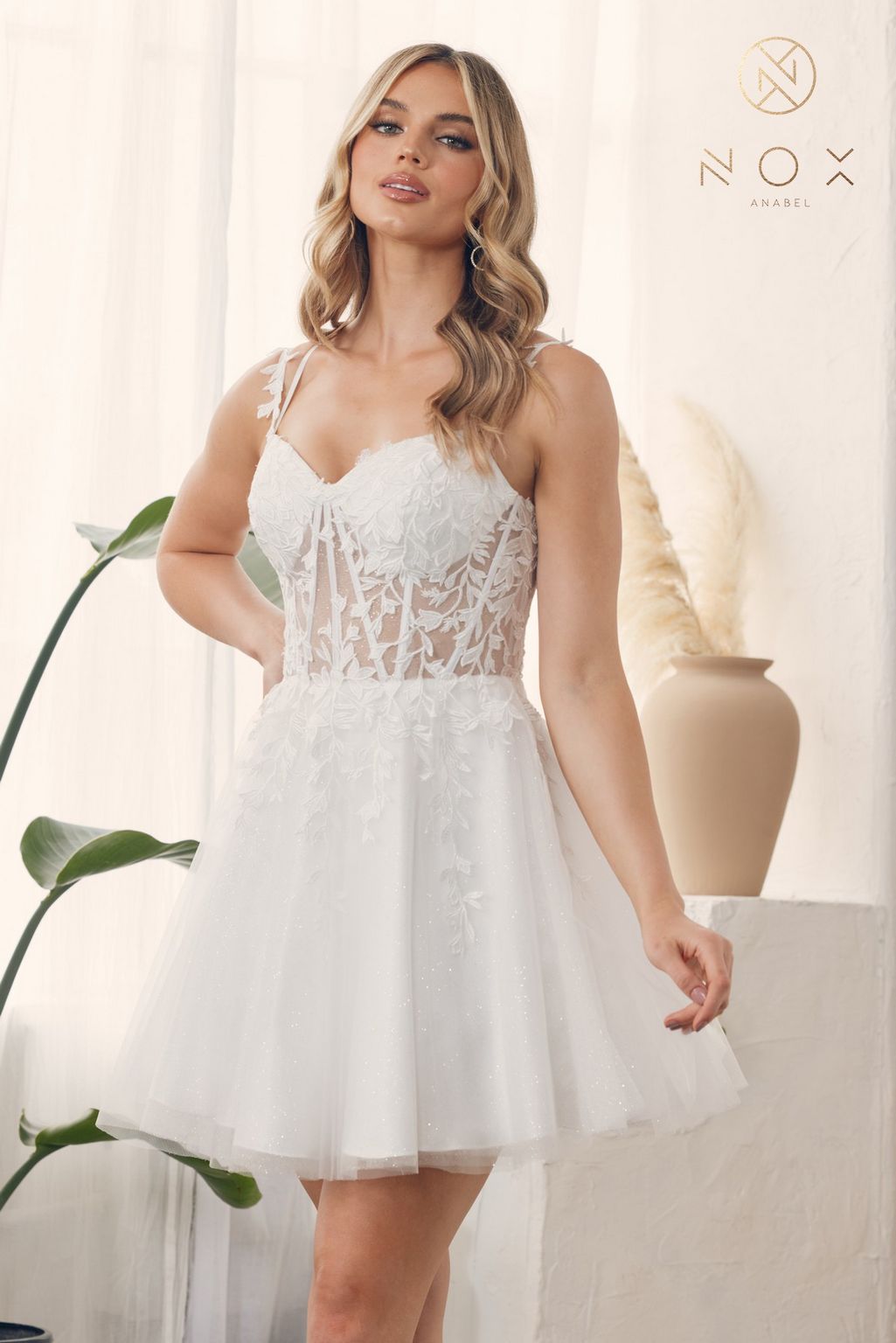 Nox Anabel H784 Short Homecoming Glitter Tulle Cocktail Dress