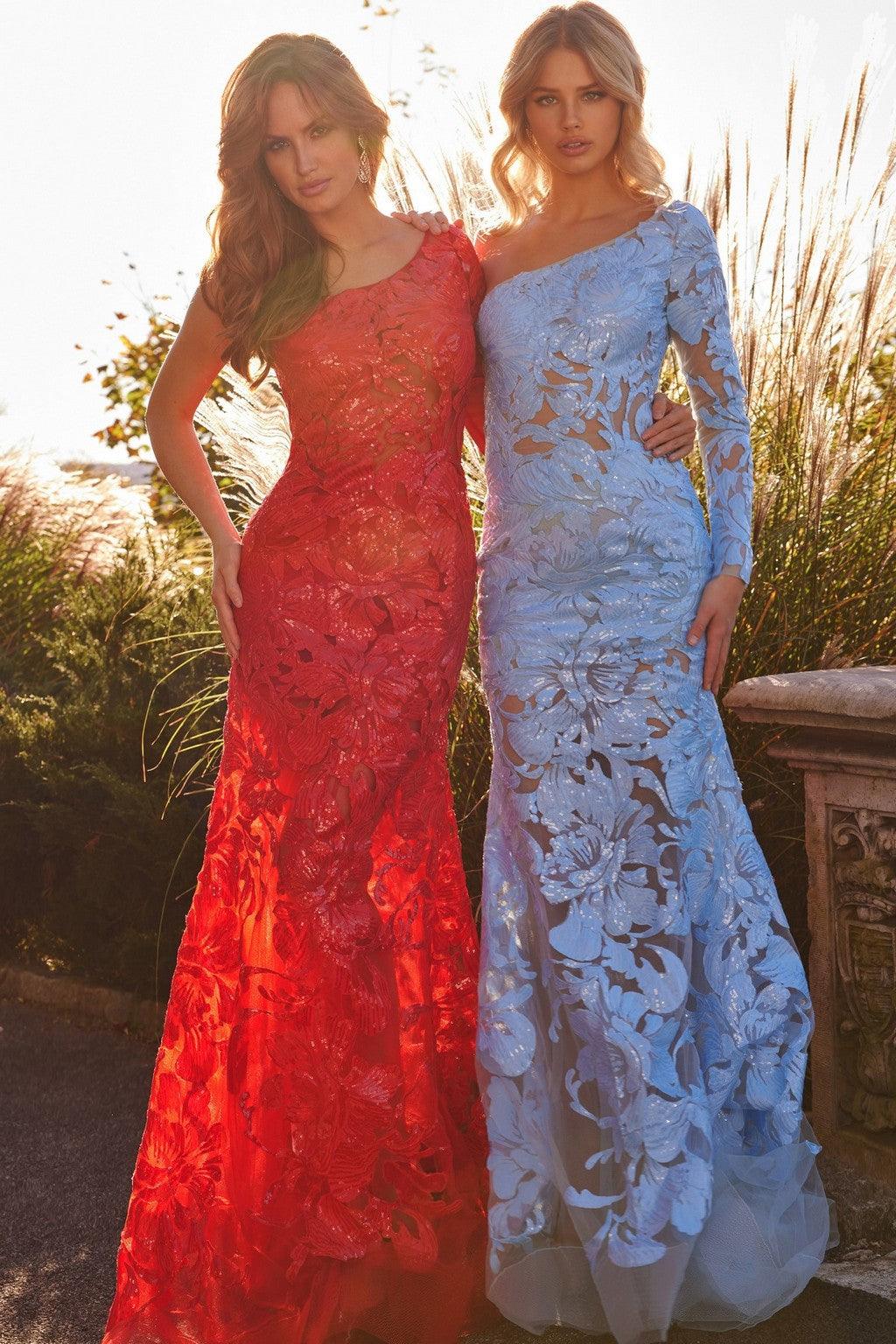 Prom Dresses Long Fitted One Shoulder Prom Dress LIGHT BLUE