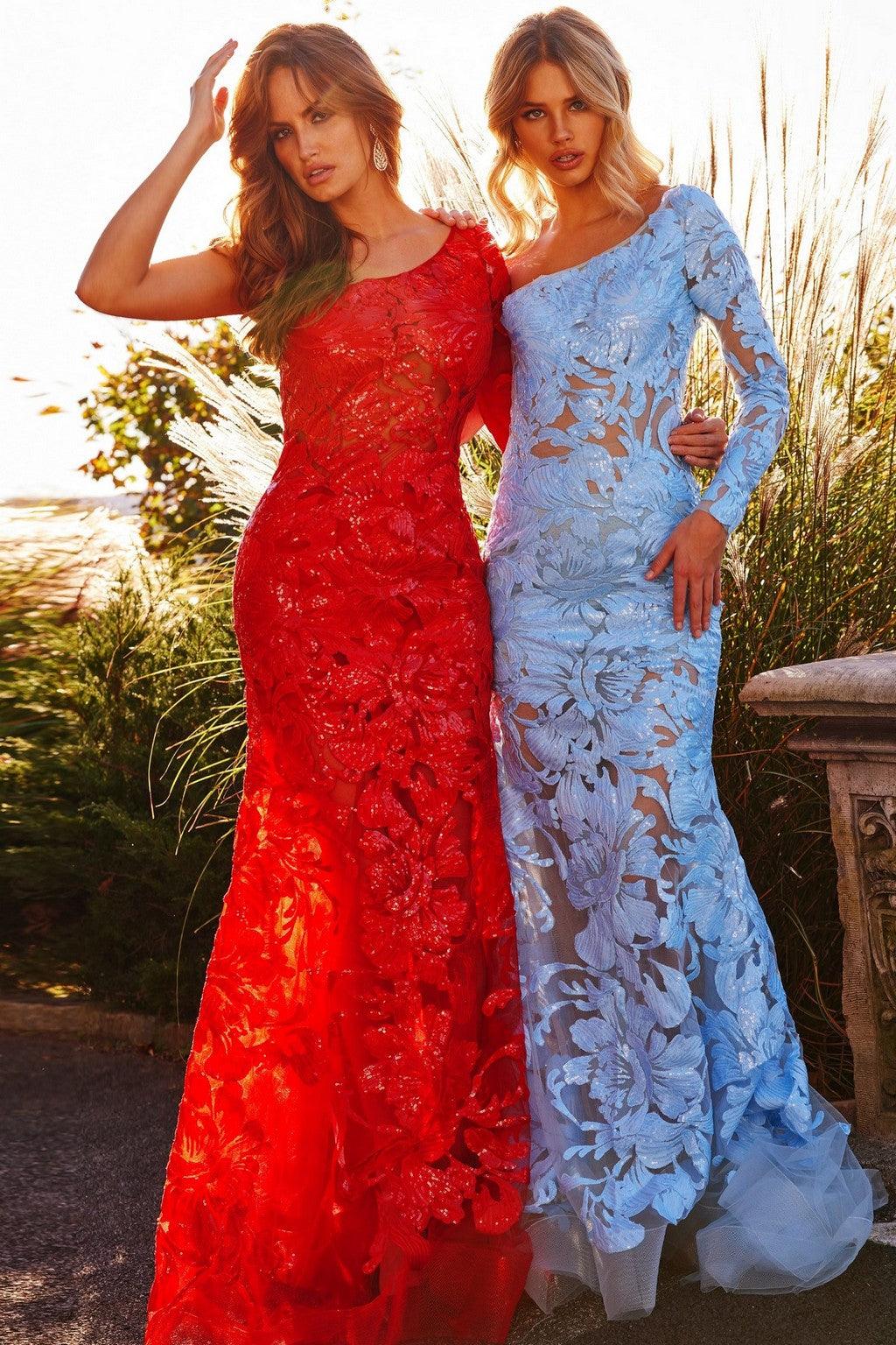 Prom Dresses Long Fitted One Shoulder Prom Dress LIGHT BLUE