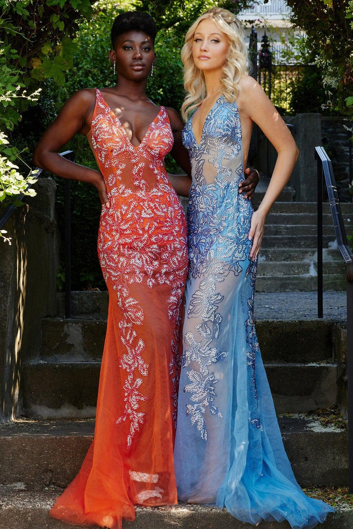 Prom Dresses Long Sleeveless Formal Beaded Prom Dress Light Blue
