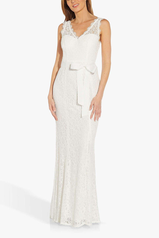Wedding Dresses V-Neck Sleeveless Long Bridal Dress Ivory