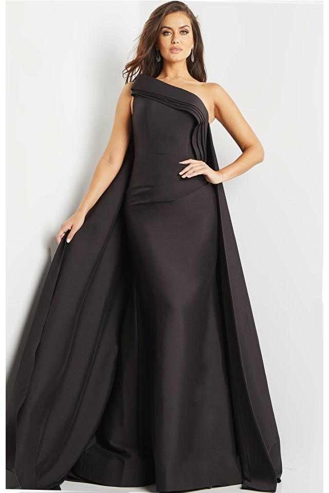 Black Jovani 09203 Long One Shoulder Formal Dress for $850.0 – The