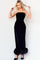 Formal Dresses Strapless Feather Hemline Midi Formal Dress Black