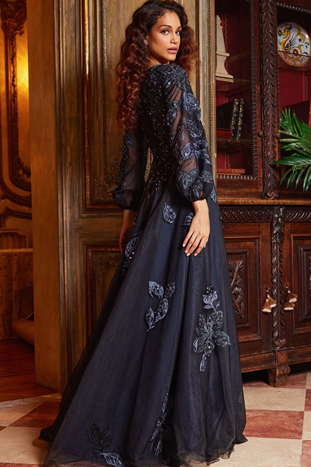 Jovani 09943 Mother of the Bride Embroidered A Line Dress