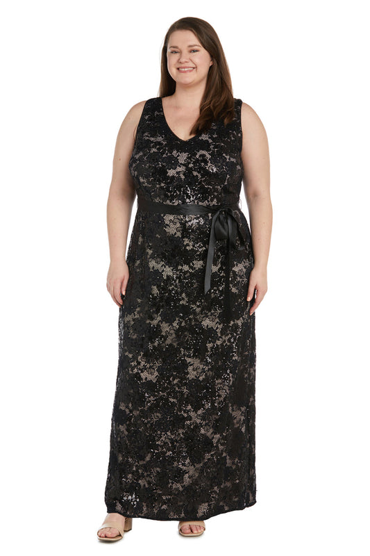 Plus Size Dresses Long Plus Size Formal Evening Midi Dress Black/Nude