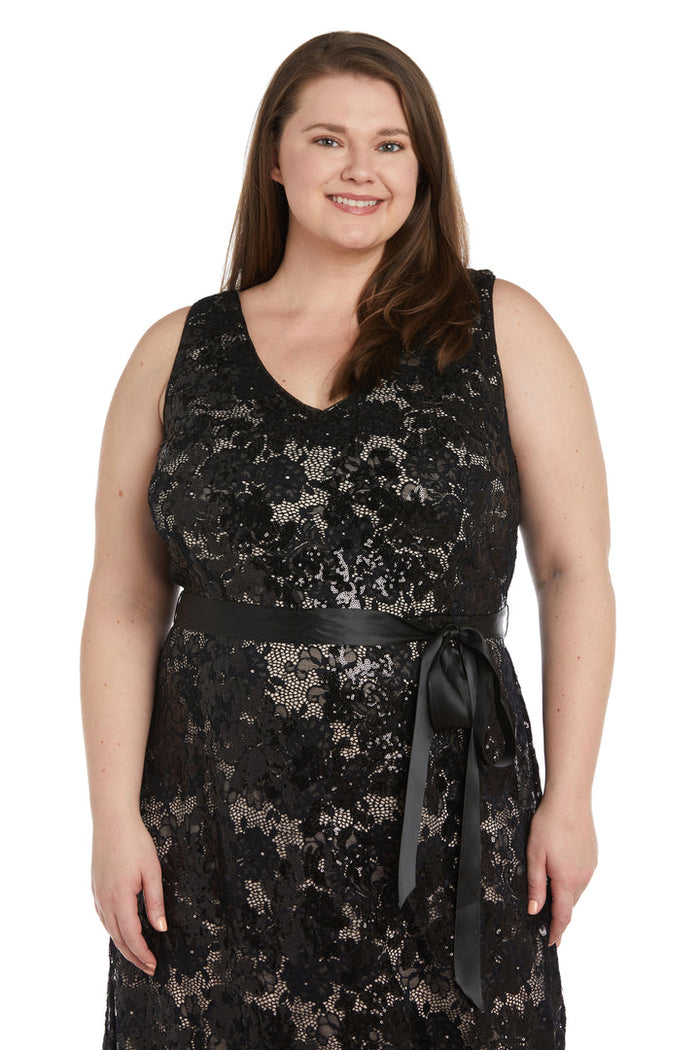 Plus Size Dresses Long Plus Size Formal Evening Midi Dress Black/Nude