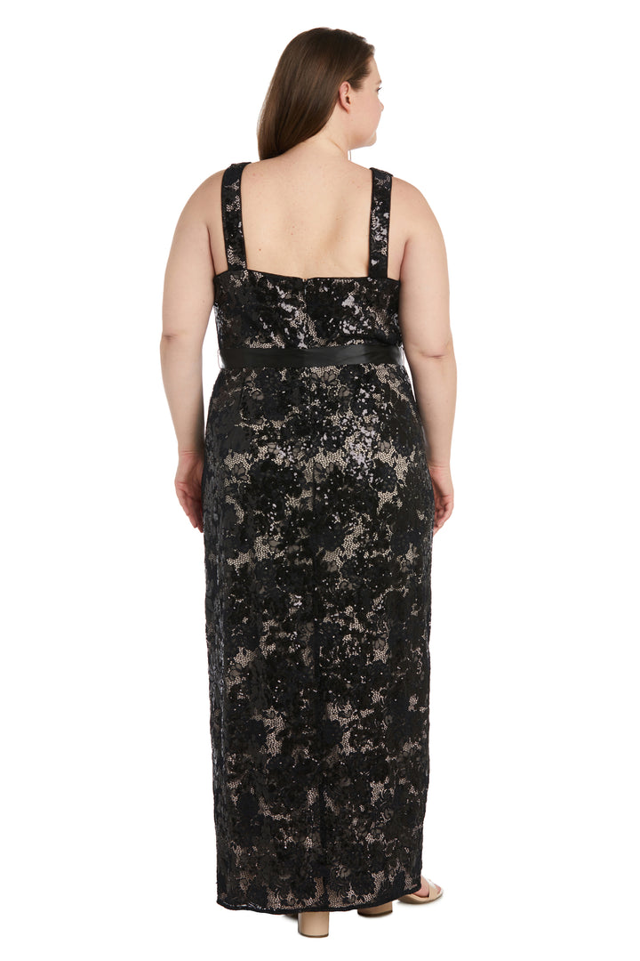 Plus Size Dresses Long Plus Size Formal Evening Midi Dress Black/Nude