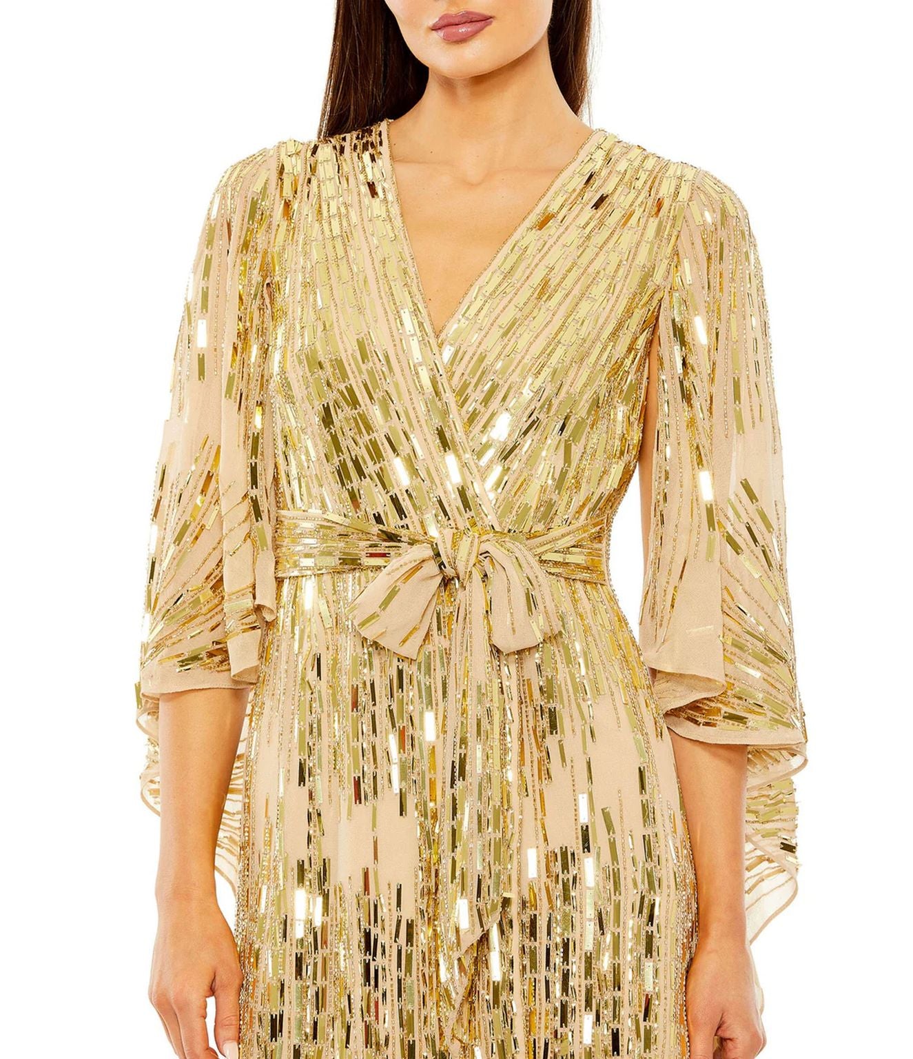 Mac Duggal 10036 Short Cape Sleeve V neck Mini Dress