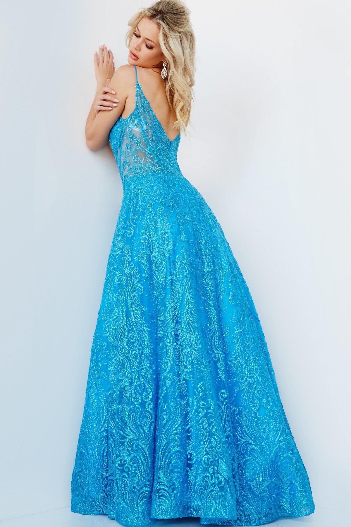 Jovani 09016 Long Spaghetti Strap A Line Prom Ball Gown