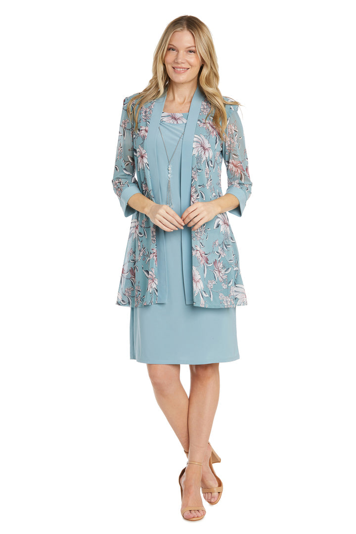 Mother of the Bride Dresses Floral Print Jacket Short Mother of the Bride Dress Slate