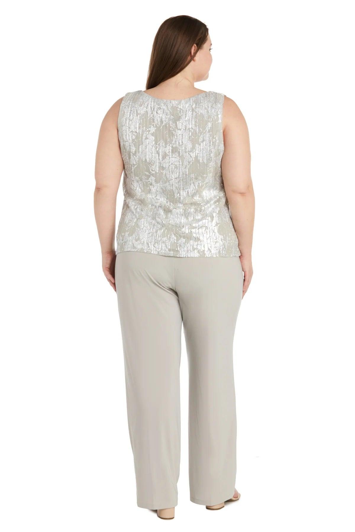 Pant Suit Long Formal Plus Size Pant Suit Champagne/Silver