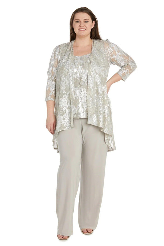 Pant Suit Long Formal Plus Size Pant Suit Champagne/Silver