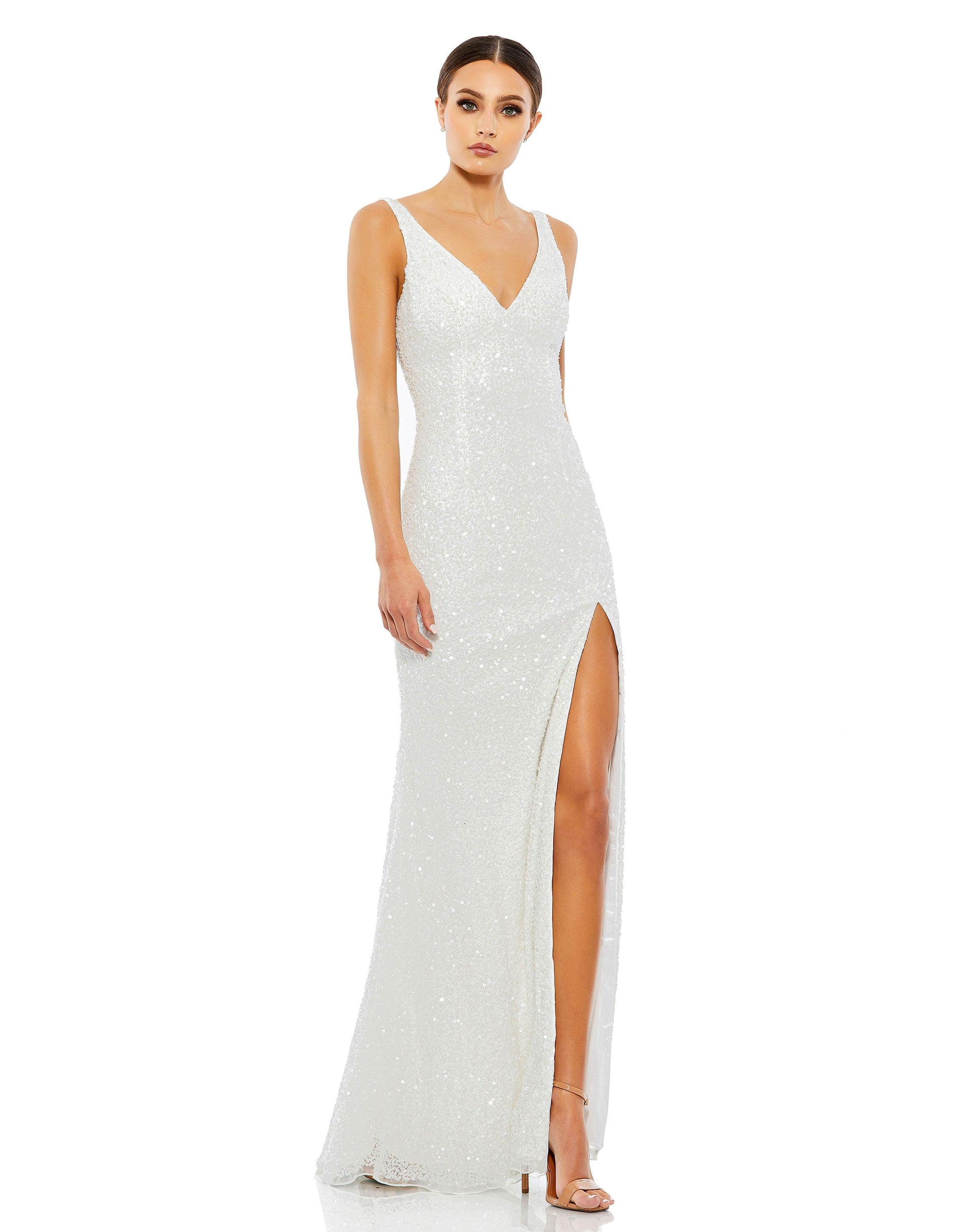 Mac Duggal 1068 Prom Long Sleeveless High Slit Gown