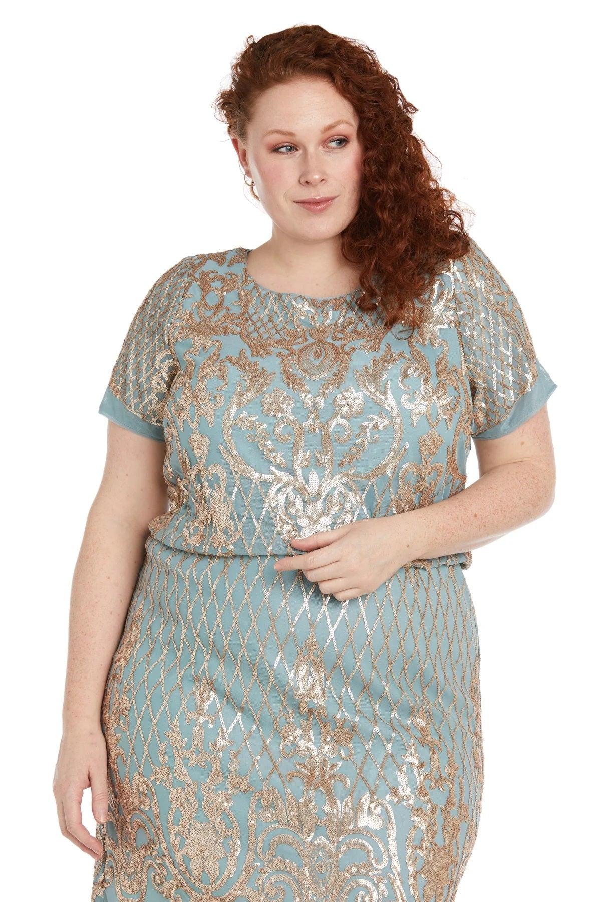 R&M Richards 1109W Plus size Short Beaded Cocktail Dress