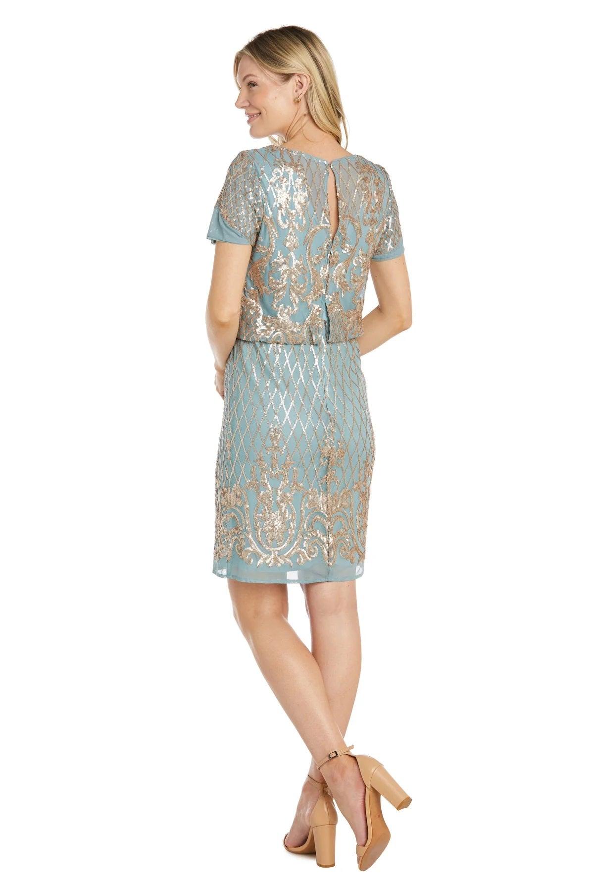 Cocktail Dresses Short Sleeve Beaded Cocktail Dress Seafoam