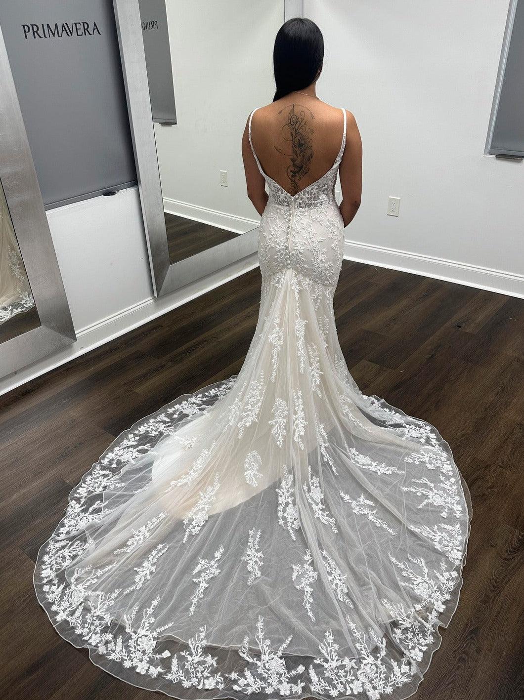 Primavera Couture 11103 Spaghetti Strap Fit and Flare Wedding Gown