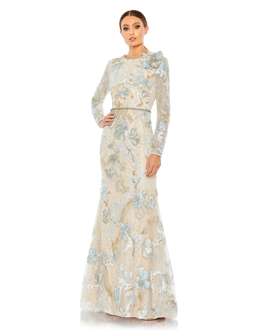 Mac Duggal 11174 Long Sleeve Floral Lace Formal Gown