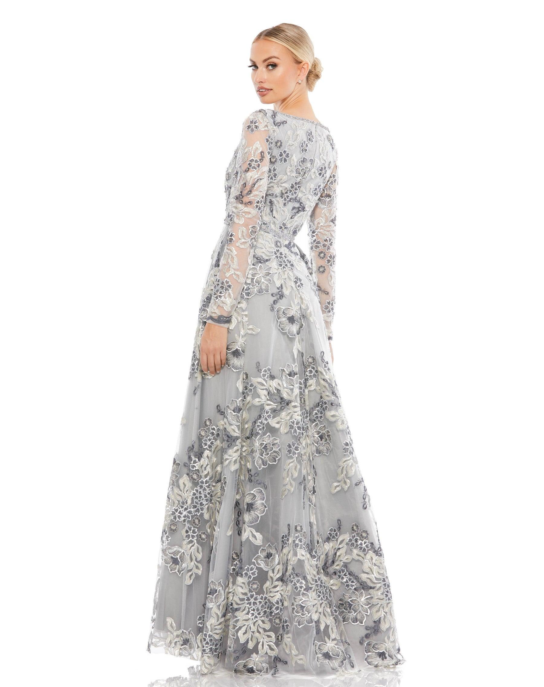 Mac Duggal 11185 Long Sleeve Floral Formal Dress
