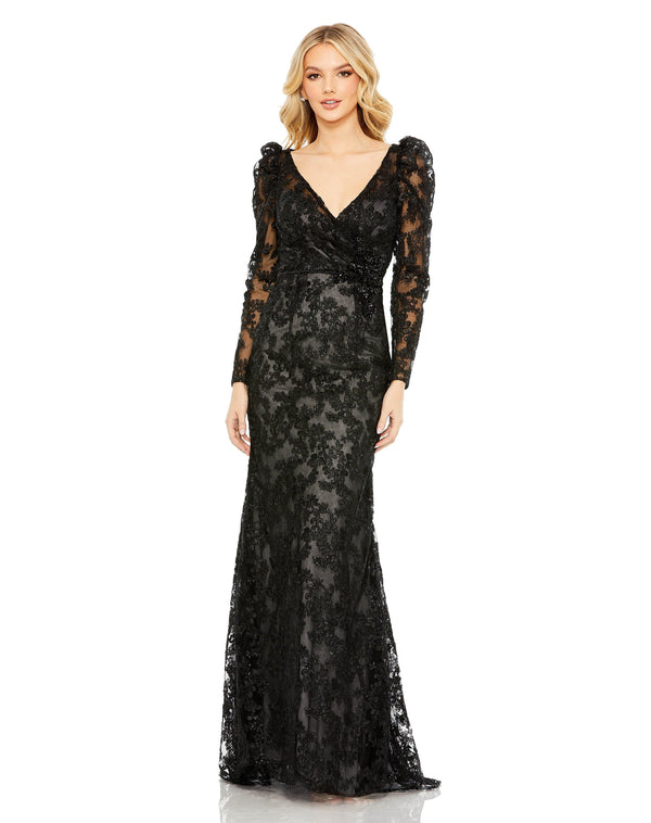 Long Mother of the Bride Lace Dress Lace Detail Mac Duggal 11324