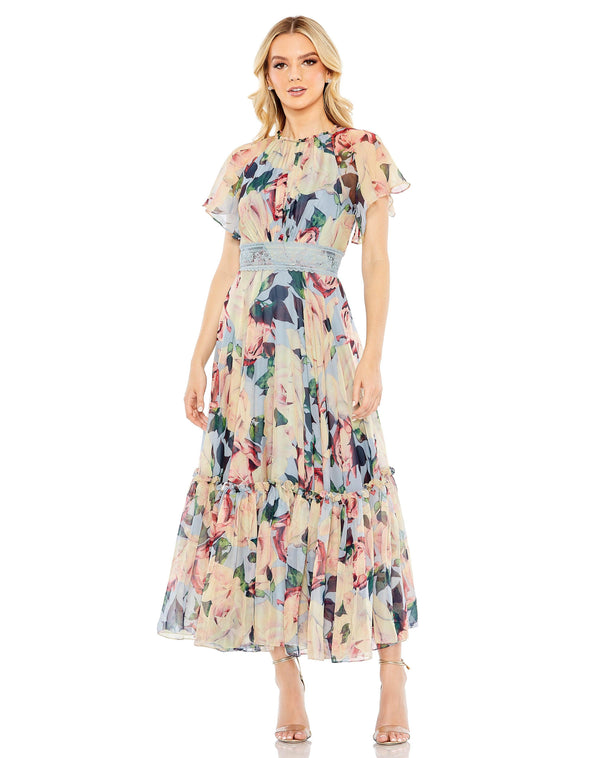 Floral Print Tea Length Formal Dress Floral Print & Tea Length Mac Duggal 11400