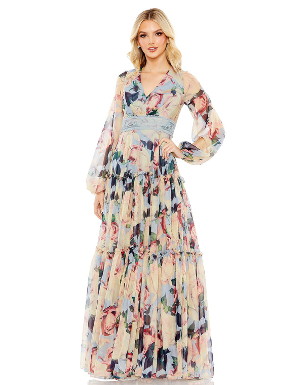 Long Sleeve Formal Floral Print Dress Floral Print & Long Sleeves Mac Duggal 11401