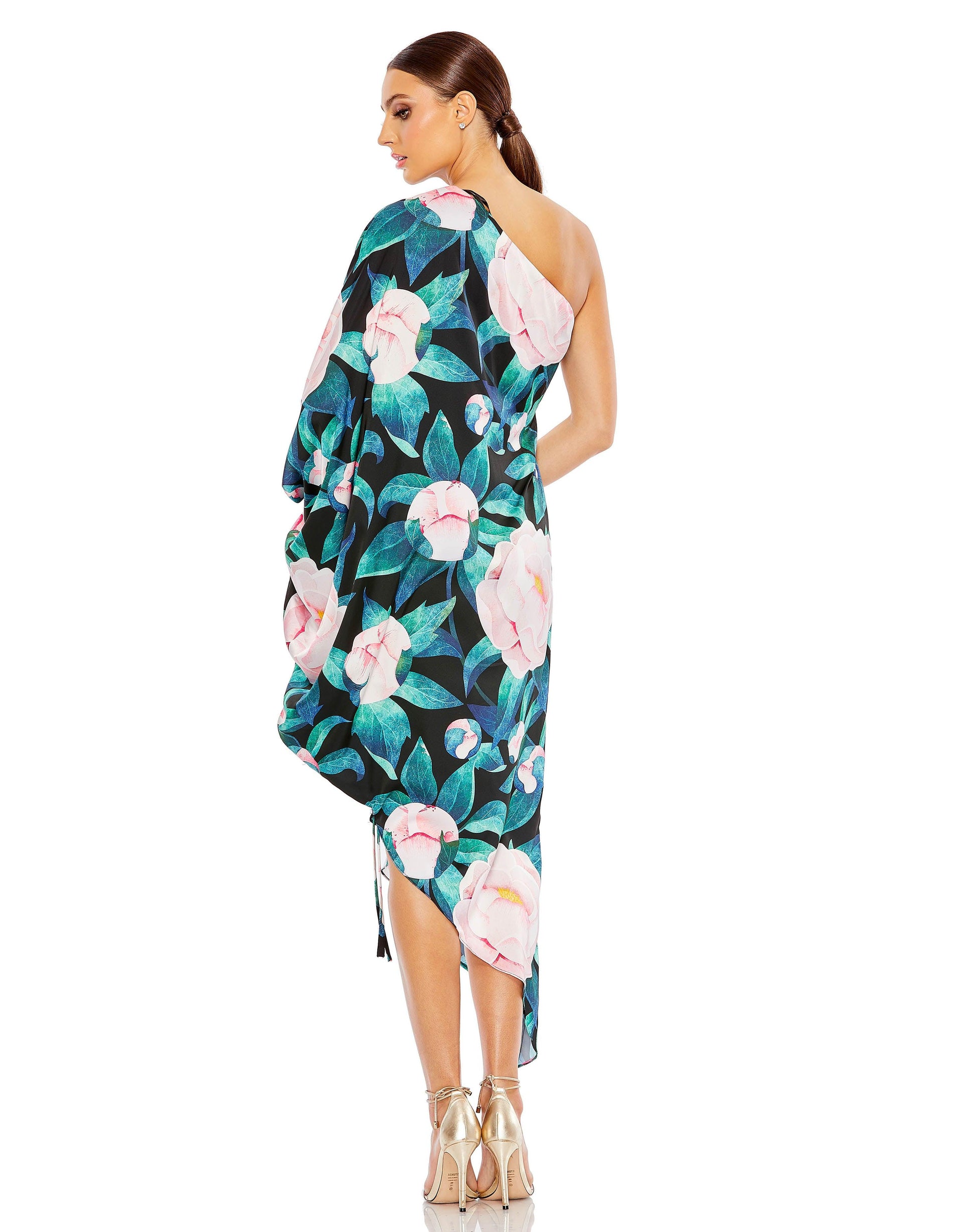 Mac Duggal 11404 High Low One Shoulder Floral Cocktail Dress