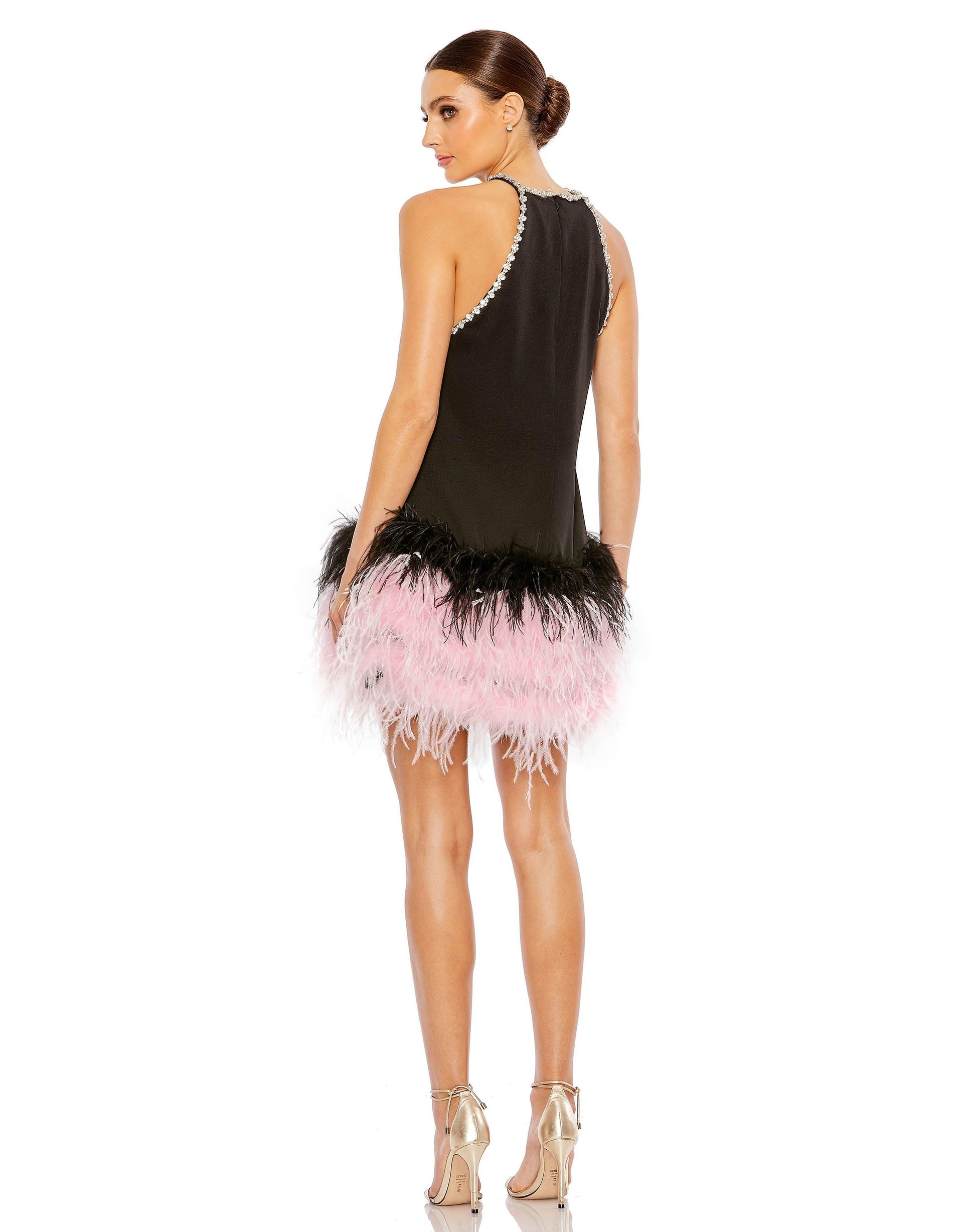 Mac Duggal 11437 Short Feather Skirt Cocktail Dress