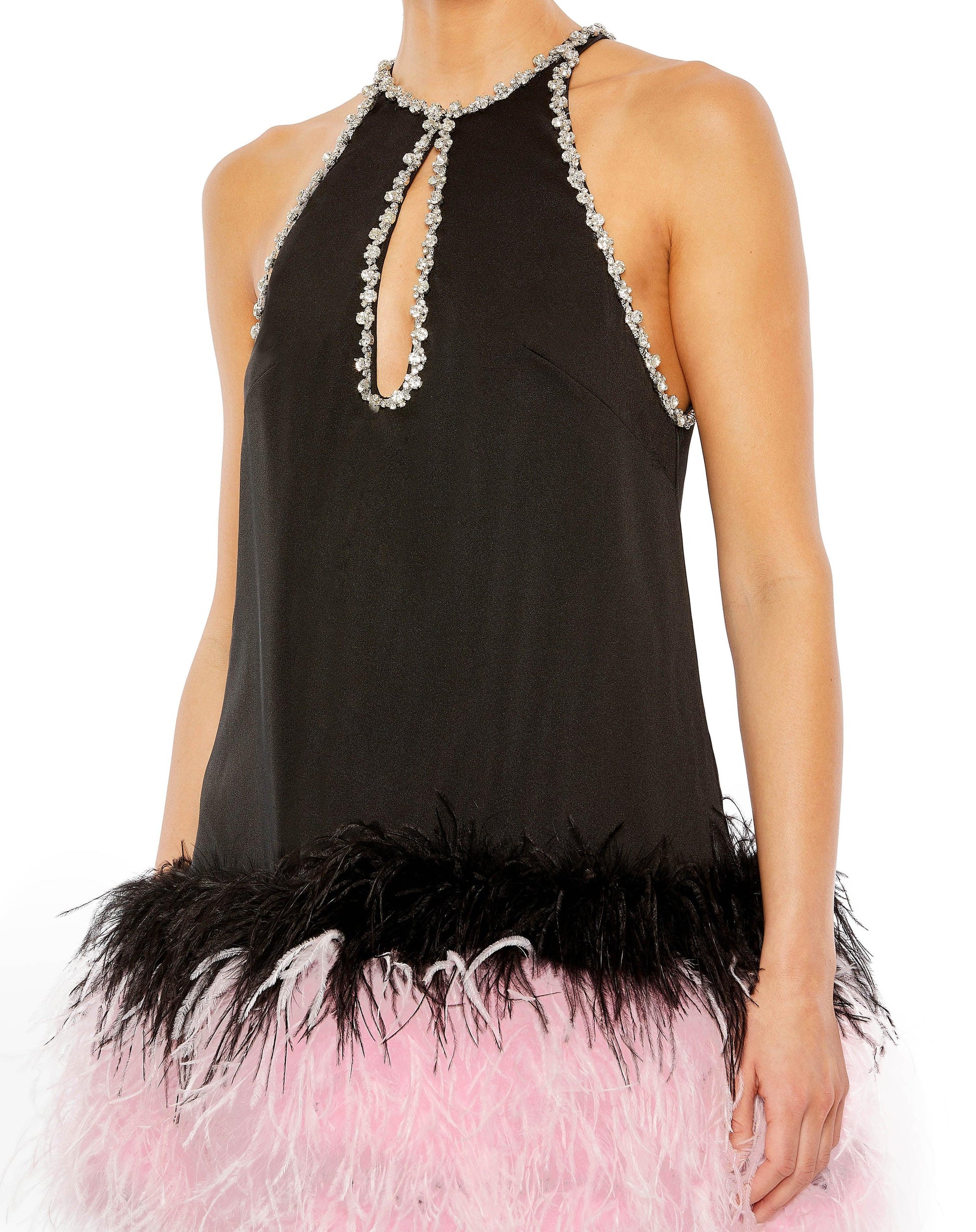 Mac Duggal 11437 Short Feather Skirt Cocktail Dress