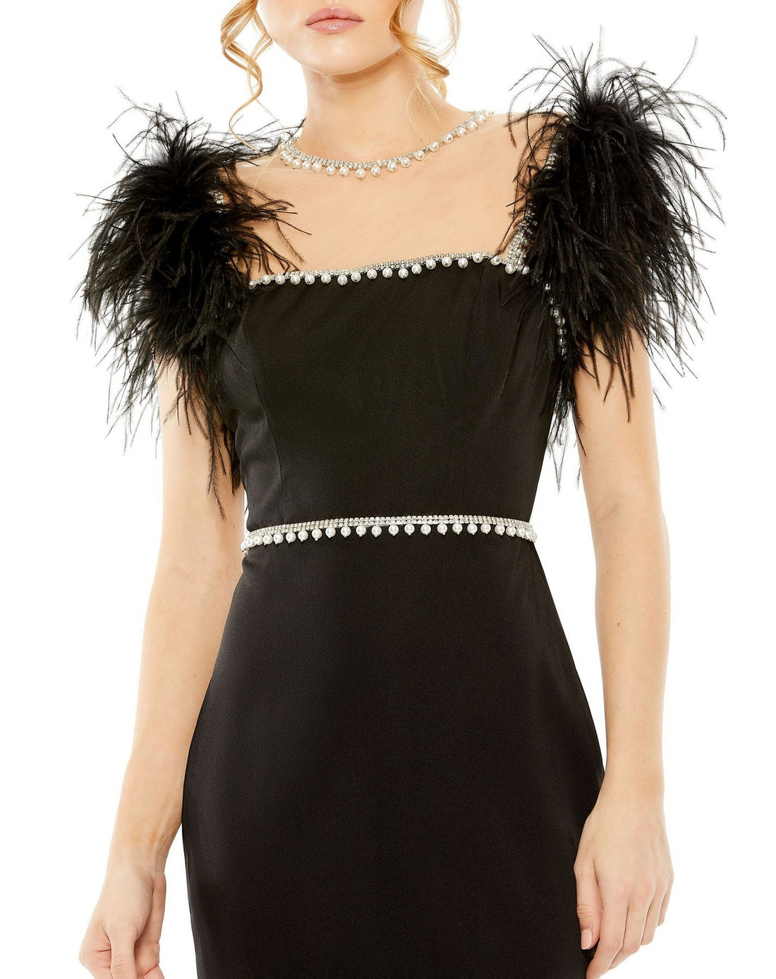 White Mac Duggal 11438 Feather Cap Sleeve Pearl Embellished Tea Length ... White Mac Duggal 11438 Feather Cap Sleeve Pearl Embellished Tea Length ...