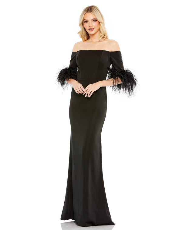 Long Off Shoulder Formal Gown Off Shoulder Detail Mac Duggal 11441