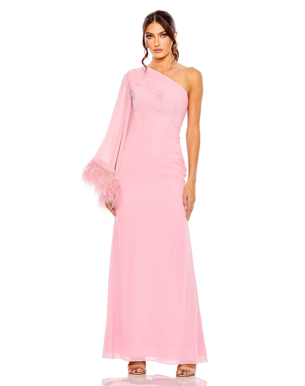 Long One Shoulder Formal Chiffon Gown One Shoulder & Chiffon Detail Mac Duggal 11442