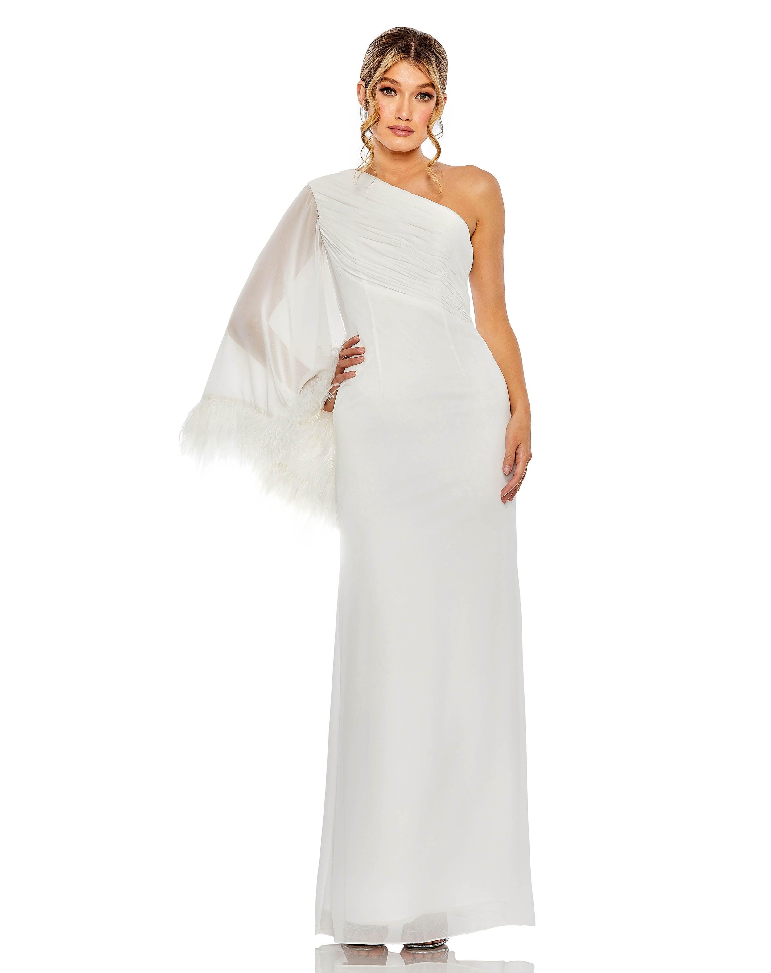 Formal Dresses Long One Shoulder Formal Chiffon Gown White