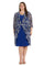 Plus Size Dresses Short Plus Size Mother of the Bride Flower Print Jacket Dress Royal/White