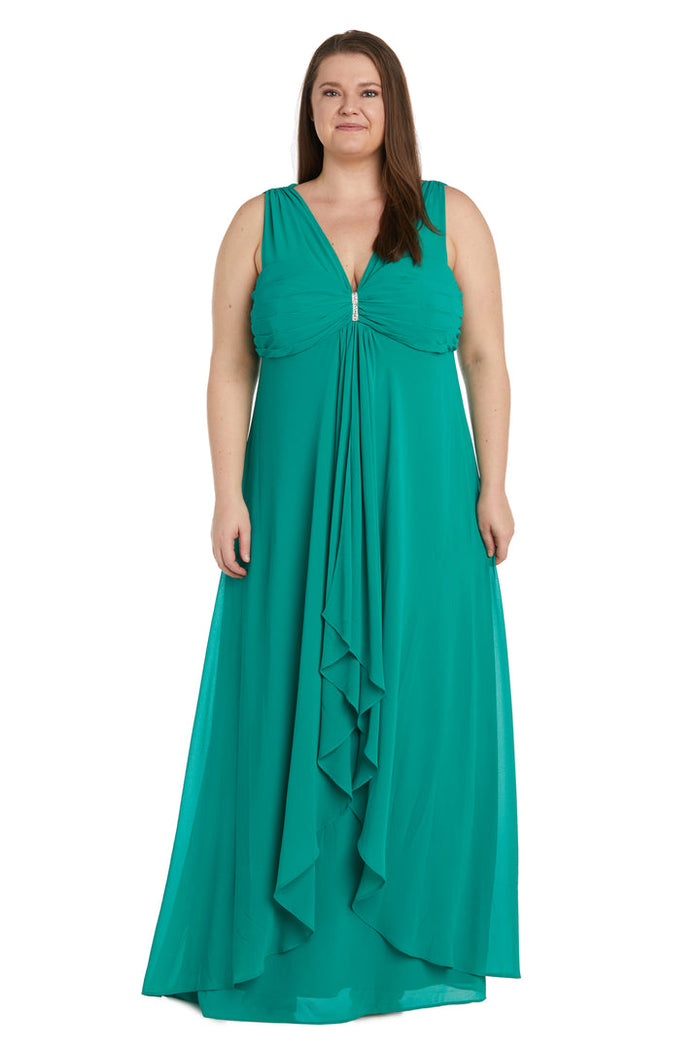 Plus Size Dresses Long Plus Size Formal Ruffle Flyaway Dress Verde