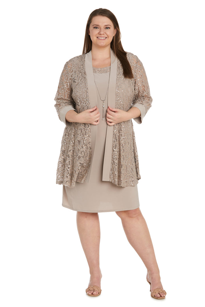 Sequenced Laced Jacket Dress - Plus Merlot / 18w by R&M Richards Sequenced Laced Jacket Dress - Plus Merlot / 18w by R&M Richards