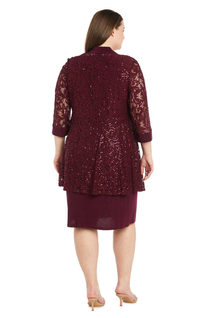 Plus Size Dresses Short Mother of the Bride Plus Size Sequin Jacket Dress Merlot