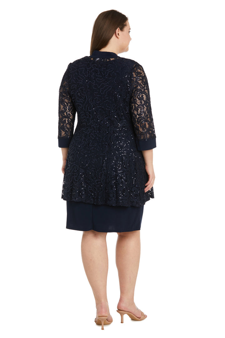 knee length dresses for ladies Short Lace Jacket Dress Mother of the Bride R&M Richards 3594 main image 1