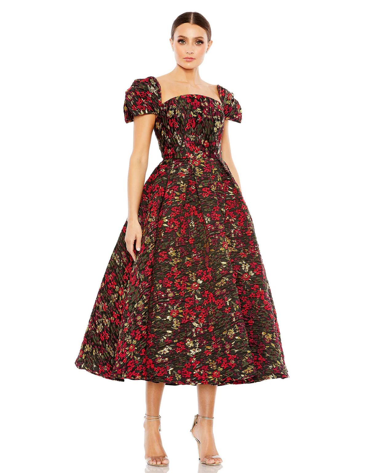 brocade cocktail dress with sleeves Off the Shoulder Long Sleeve Brocade Mini Dress