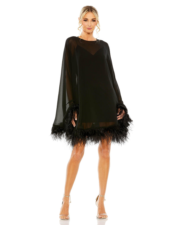 Long Sleeve Chiffon Cocktail Dress Chiffon Fabric & Long Sleeves Mac Duggal 11622
