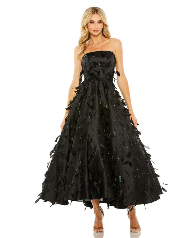 Long Strapless Feather Embellished Ball Gown Strapless Feather Embellished Ball Gown Mac Duggal 11634