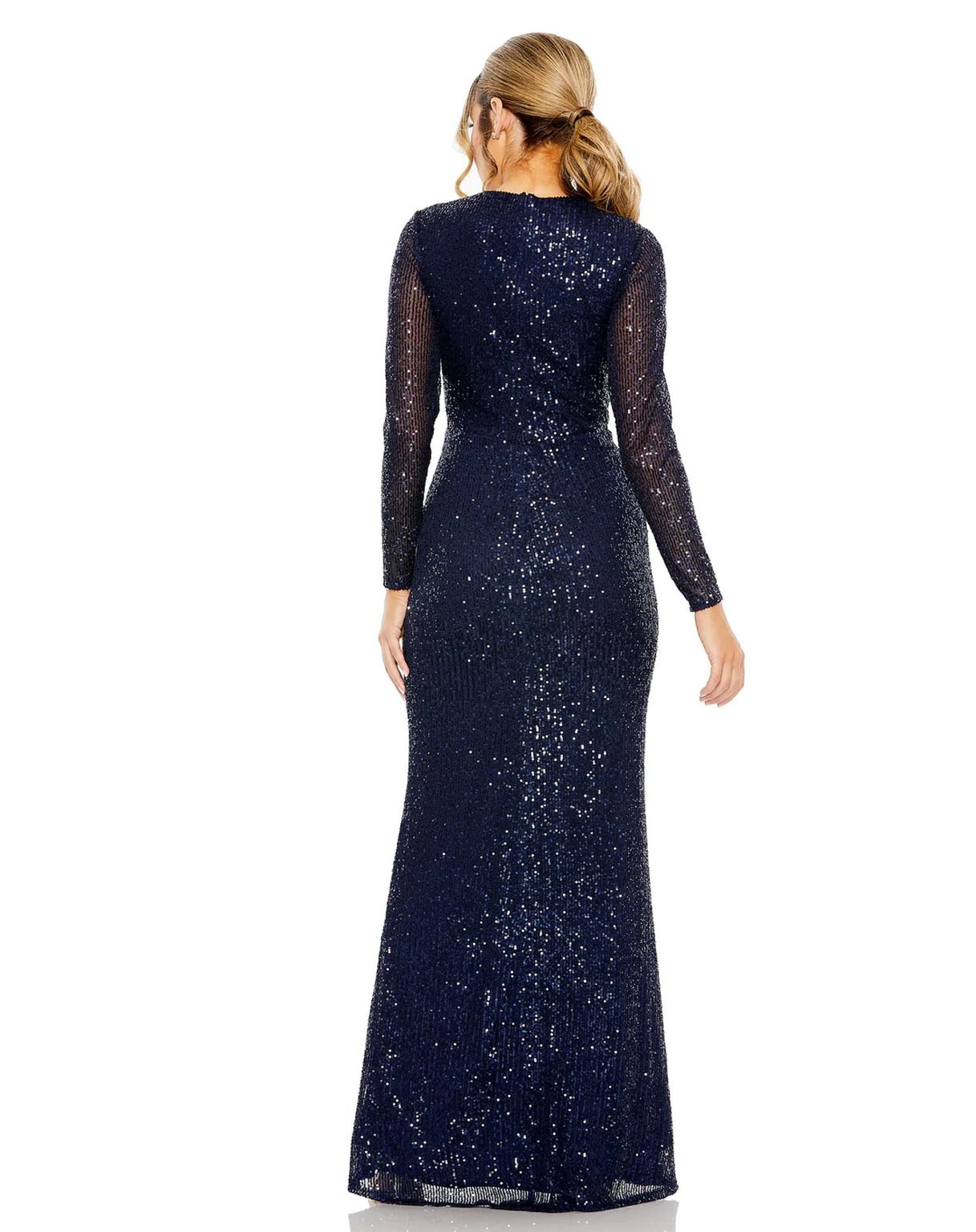 Mac Duggal 11659 Long Sleeve Side Knot Formal Dress