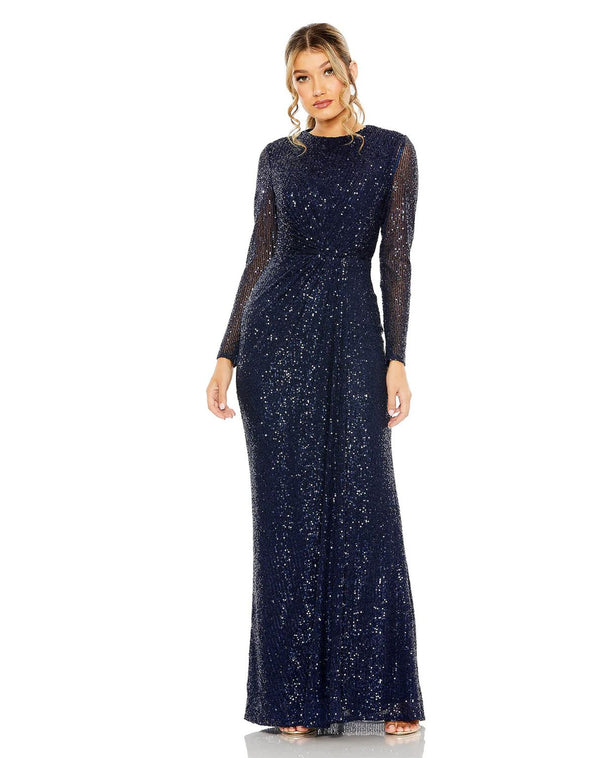 Long Sleeve Side Knot Formal Dress Side Knot Formal Mac Duggal 11659