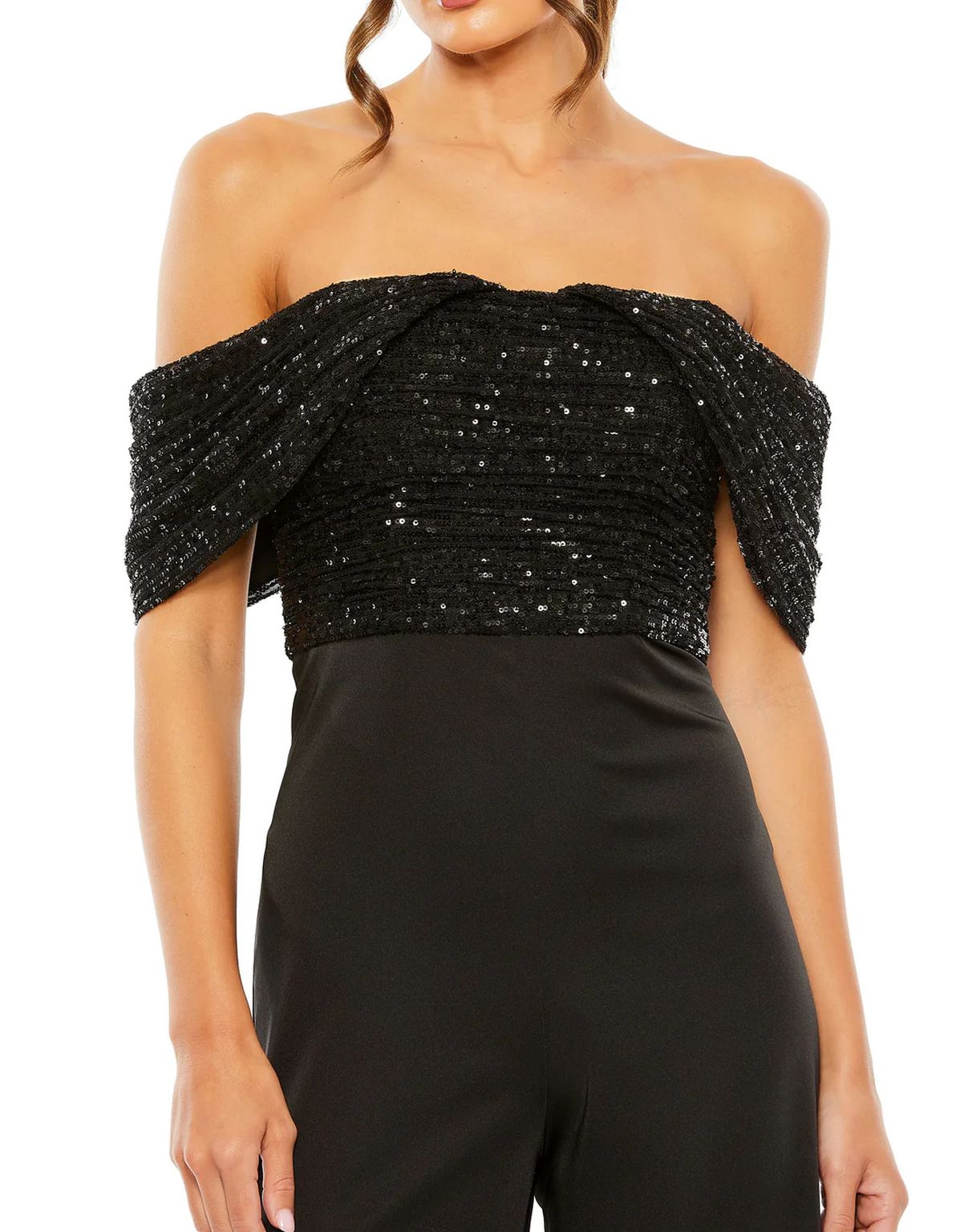 Mac Duggal 11667 Formal Sequined Off Shoulder Jumpsuit