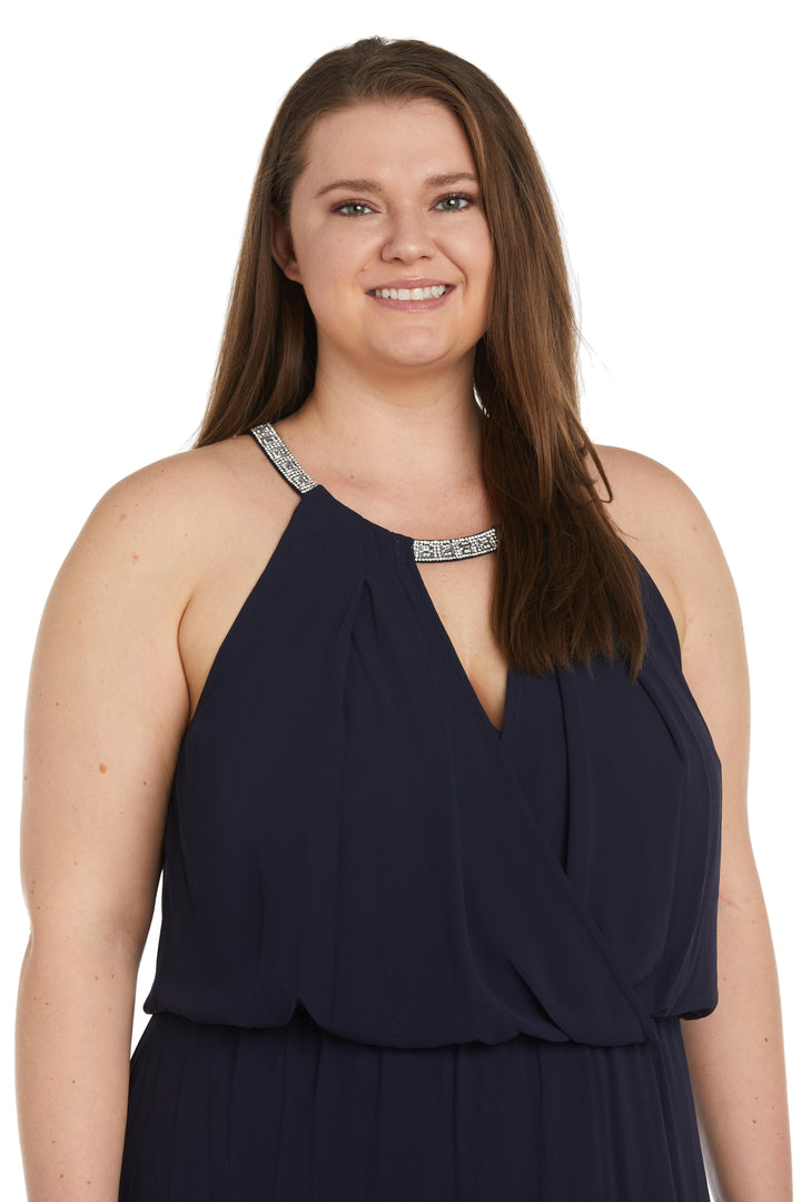 Plus Size Dresses Long Formal Halter Keyhole Plus Size Dress Navy